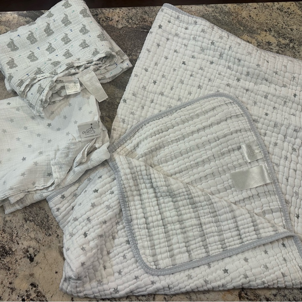 Aden + Anais Gray Textured Baby Blanket
